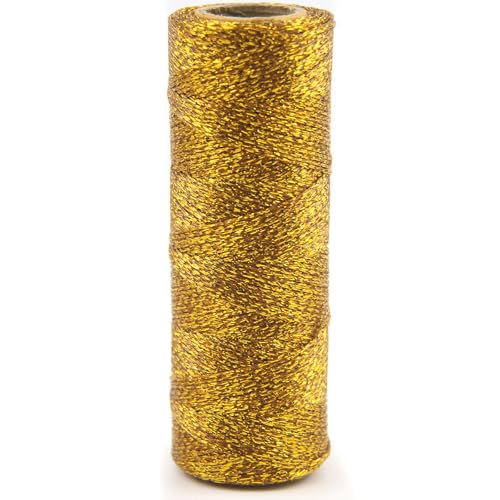 Gold Kordel 1mm, 100M Gold Metallic Kordel Glitzer Goldschnur zum Basteln Nicht Elastisch Kordelband Schnur DIY Bastelschnur zum Handwerk Hochzeit Dekorieren Geschenkverpackungen (Gold, 1 mm) von Tssnlur