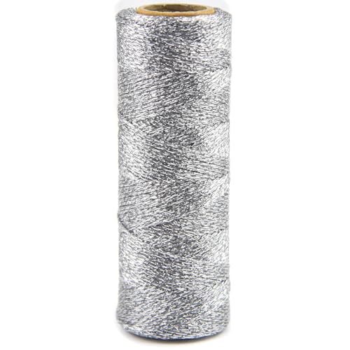 Silber Kordel 1mm, 100M Silber Metallic Kordel Glitzer Silber Schnur zum Basteln Nicht Elastisch Kordelband Schnur for DIY Bastelschnur zum Handwerk Hochzeit Dekorieren (Silber, 1 mm) von Tssnlur