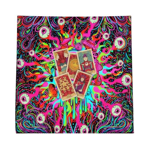 Altartuch Tarotkarten Servietten Hexereizubehör Tischdecke Quadratisch Spirituell Himmlisches Decktuch Mit Schmetterlingen Und Blumen, Altar Tarot Tischdecke 50 X 50 cm von Tsuchiya