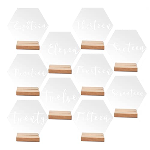 Hochzeit Tischnummern Hexagon Tisch Zahlen Aus Acryl Mit Lasergravur | 1–20 Tischnummern Mit Halter Basis | Hochzeitstischnummern Party Deko Set Für Hochzeitsbankett Party Table Home Geburtstag von Tsuchiya