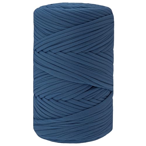 Tsuisho 130Yards T-Shirt-Garn zum Häkeln, 400 g, elastisches Gewebe, Häkeltuch, Garn für Häkelprojekte, Handarbeiten, Taschen, Korb, Kissen, Heimdekoration usw. (Demin Blue) von Tsuisho