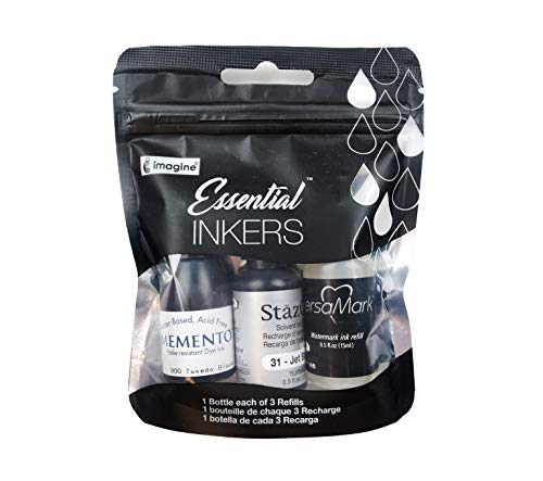 Imagine Crafts Essentials Inkers 3 kg schwarz je 1 Stück Memento, StazOn und VersaMark von Tsukineko