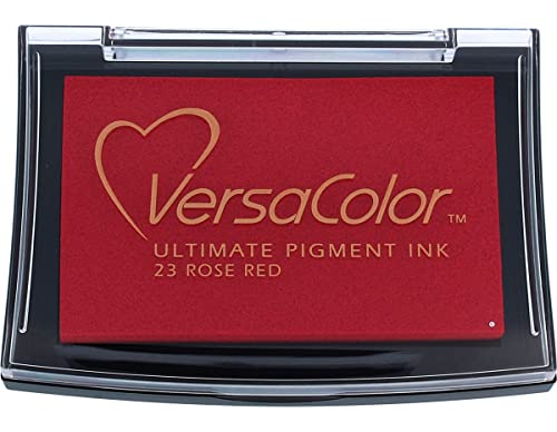 Tsukineko VersaColor Stempelkissen-Rot, Rose Red-Groß-Deckend, Wasserbasis-Wasserfest-Embossing, 9,9 x 6,8 x 1,9 cm von Tsukineko