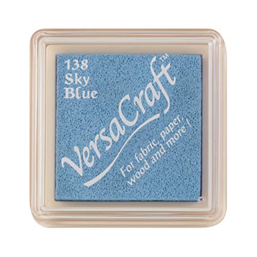 Tsukineko 05VKS138 VersaCraft Stempelkissen-Blau, Sky Blue-Klein-Wasserbasis, Deckend, Beständig gegen Ausbleichen-Embossing, pad size: 2,4 x 2,4 cm von Tsukineko