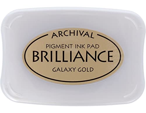 Tsukineko TSUBR1-91 Brilliance Stempelkissen zum Stempeln-Gold, Galaxy Groß-Archivierung, deckend, wasserfest-Prägung, Plastik, pad Size: 7,6 x 4,7 cm von Tsukineko