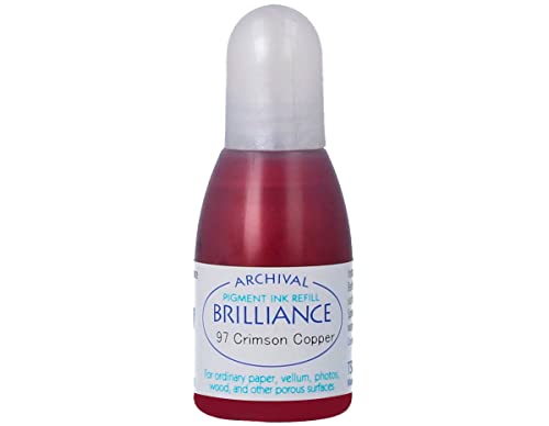 Tsukineko Brilliance Refill Nachfülltinte - 15 ml - Rot, Crimson Copper - Zubehör Reinker für Brilliance Stempelkissen von Tsukineko