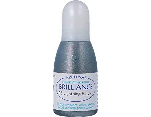 Tsukineko Brilliance Refill Nachfülltinte - 15 ml - Schwarz, Lightning Black - Zubehör Reinker für Brilliance Stempelkissen von Tsukineko