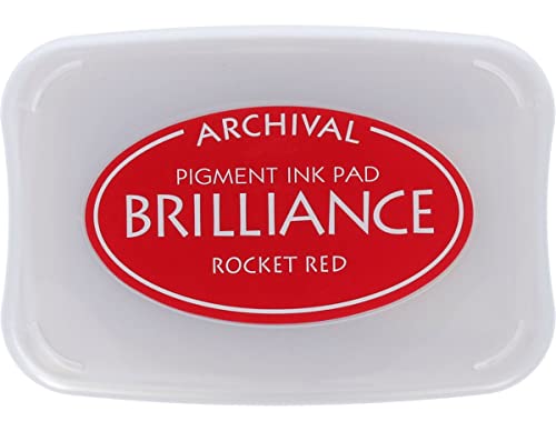 Tsukineko Brilliance Stempelkissen zum Stempeln-Rot, Raketenrot-Groß-Archivierung, deckend, wasserfest-Prägung, Papier, Rocket Red, pad Size: 7,6 x 4,7 cm von Tsukineko