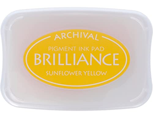 Tsukineko Brilliance Stempelkissen-Gelb, Sunflower Yellow-Groß-Beständig Gegen Ausbleichen, Deckend, Wasserfest-Embossing, 9,9 x 6,8 x 1,9 cm von Tsukineko