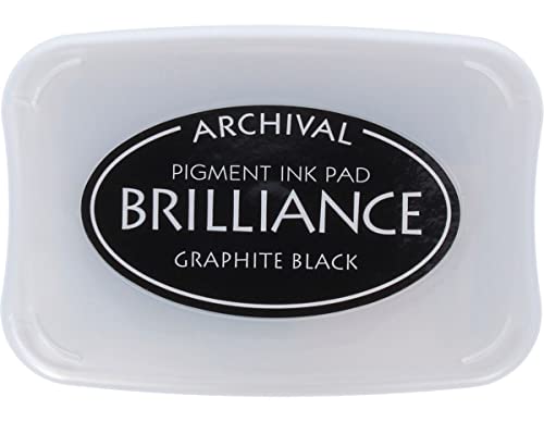 Tsukineko Brilliance Stempelkissen-Schwarz, Graphite Black-Groß-Beständig Gegen Ausbleichen, Deckend, Wasserfest-Embossing, 9,9 x 6,8 x 1,9 cm von Tsukineko