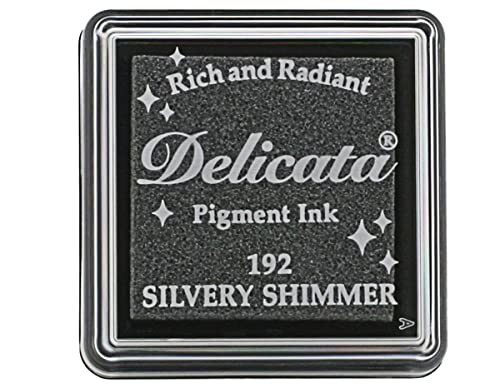 Tsukineko Delicata Stempelkissen-Silber, Silvery Shimmer-Klein-Wasserbasis, Wasserfest-Embossing, Silver, 3,4 x 3,4 x 2 cm von Tsukineko