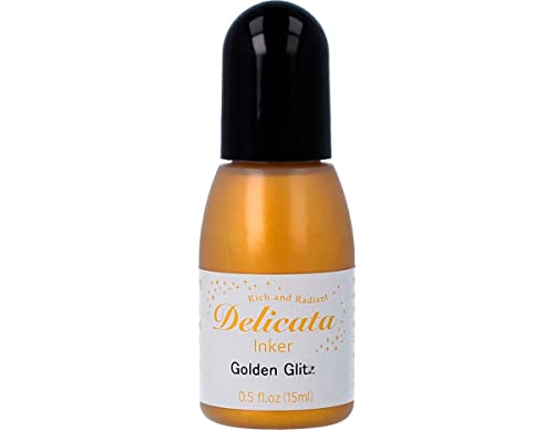 Tsukineko Delicata Tinte Refill Nachfülltinte - 15 ml - Gold, Golden Glitz - Zubehör Reinker fürStazOn Pigmenttinte Stempelkissen von Tsukineko