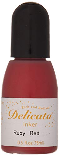 Tsukineko Delicata Tinte Refill Nachfülltinte - 15 ml - Rot, Ruby Red - Zubehör Reinker fürStazOn Pigmenttinte Stempelkissen von Tsukineko