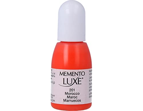 Tsukineko Memento Luxe Refill Nachfülltinte-15 ml-Rot, Morocco-Zubehör Reinker für VersaCraft Stempelkissen, Red, 2,4 x 2,4 x 6,6 cm von Tsukineko