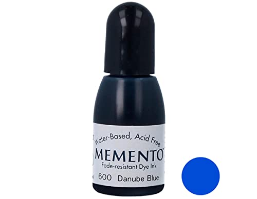 Tsukineko Memento Refill Nachfülltinte - 15 ml - Blau, Danube Blue - Zubehör Reinker für Memento Stempelkissen von Tsukineko