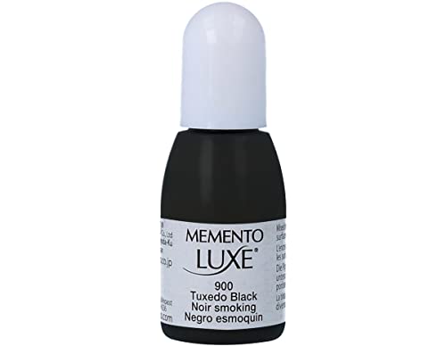 Tsukineko Memento Luxe Refill Nachfülltinte-15 ml-Schwarz, Tuxedo Black-Zubehör Reinker für VersaCraft Stempelkissen, 2,4 x 2,4 x 6,6 cm von Tsukineko