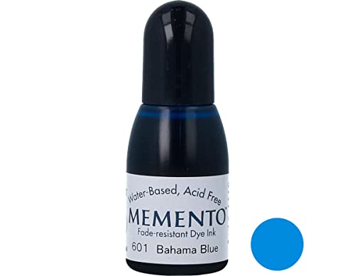 Tsukineko RM-000-601 Refill Nachfülltinte-15 ml-Blau, Bahama Blue-Zubehör Reinker für Memento Stempelkissen, 2,4 x 2,4 x 6,6 cm von Tsukineko