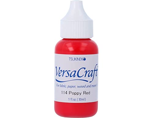 Tsukineko RVK-114 Refill Nachfülltinte-30 ml-Rot, Poppy Red-Zubehör Reinker für VersaCraft Stempelkissen, 30ml von Tsukineko