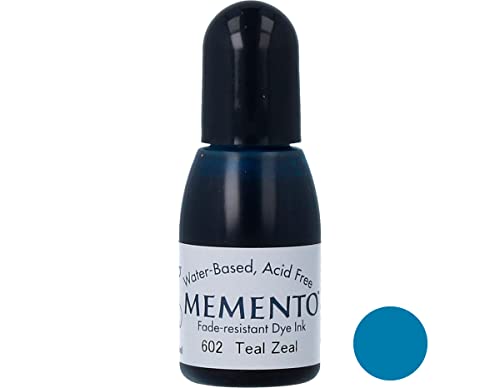 Tsukineko Refill Nachfülltinte-15 ml-Blau, Teal Zeal-Zubehör Reinker für Memento Stempelkissen, Blue, 2,4 x 2,4 x 6,6 cm von Tsukineko