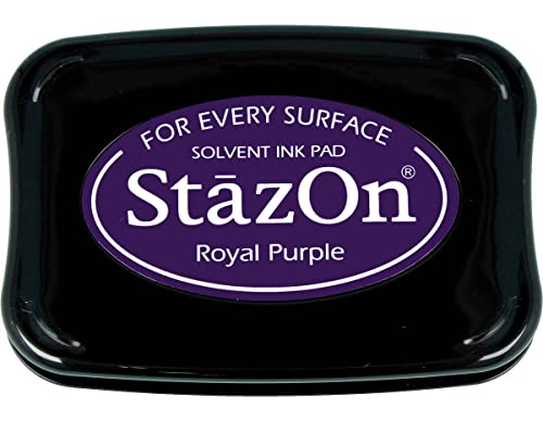 Tsukineko StazOn Stempelkissen-Violett, Royal Purple-Groß-Deckend, Lufttrocknend, Wasserfest-Embossing, Schaumstoff, 9,9 x 6,8 x 1,9 cm von Tsukineko