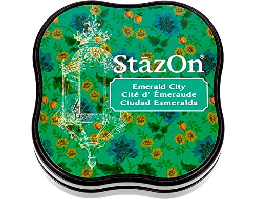 Tsukineko StazOn Midi Stempelkissen-Grün, Emerald City-Klein-Deckend, Lufttrocknend, Wasserfest-Embossing, Green, 5,8 x 5,8 x 2 cm von Tsukineko