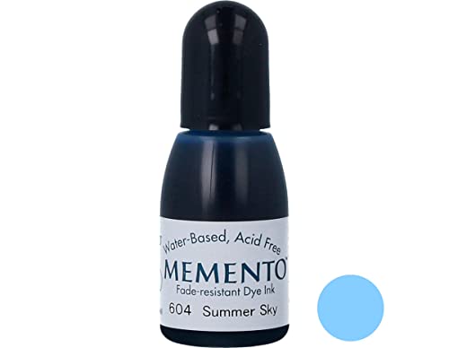 Tsukineko Memento REINKER Summer Sky Refill Nachfülltinte-15 ml-Blau, Zubehör Stempelkissen, Blue, 2,4 x 2,4 x 6,6 cm von Tsukineko