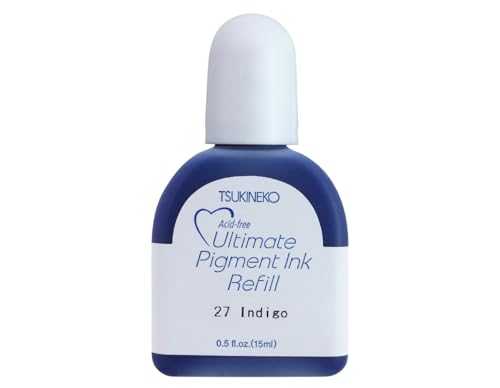 Tsukineko Ultimate Pigment Refill Nachfülltinte - 15 ml - Blau, Indigo - Zubehör Reinker für VersaColor Stempelkissen von Tsukineko