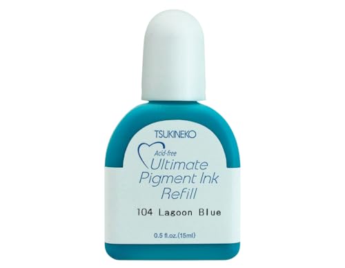 Tsukineko Ultimate Pigment Refill Nachfülltinte - 15 ml - Blau, Lagoon Blue - Zubehör Reinker für VersaColor Stempelkissen von Tsukineko