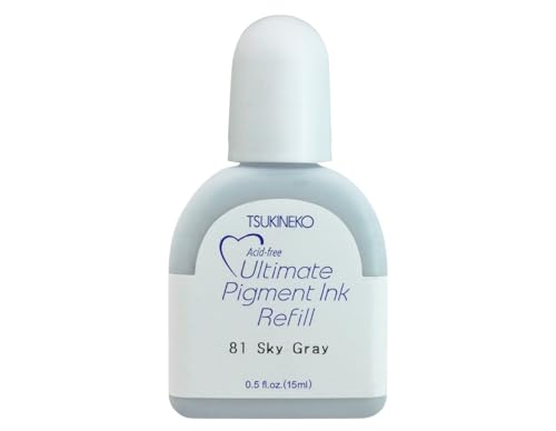 Tsukineko Ultimate Pigment Refill Nachfülltinte - 15 ml - Grau, Sky Gray - Zubehör Reinker für VersaColor Stempelkissen von Tsukineko