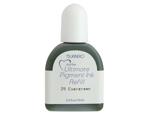 Tsukineko Ultimate Pigment Refill Nachfülltinte - 15 ml - Grün, Evergreen - Zubehör Reinker für VersaColor Stempelkissen von Tsukineko