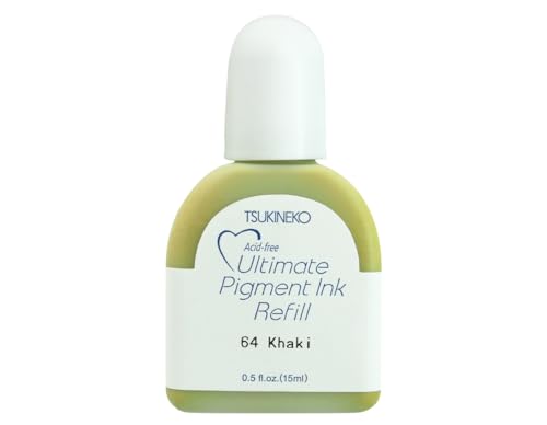 Tsukineko Ultimate Pigment Refill Nachfülltinte - 15 ml - Grün, Khaki - Zubehör Reinker für VersaColor Stempelkissen von Tsukineko