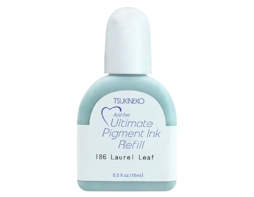 Tsukineko Ultimate Pigment Refill Nachfülltinte - 15 ml - Grün, Laurel Leaf - Zubehör Reinker für VersaColor Stempelkissen von Tsukineko