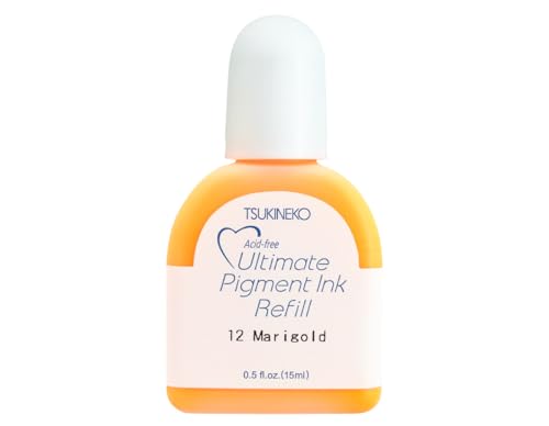 Tsukineko Ultimate Pigment Refill Nachfülltinte - 15 ml - Orange, Marigold - Zubehör Reinker für VersaColor Stempelkissen von Tsukineko