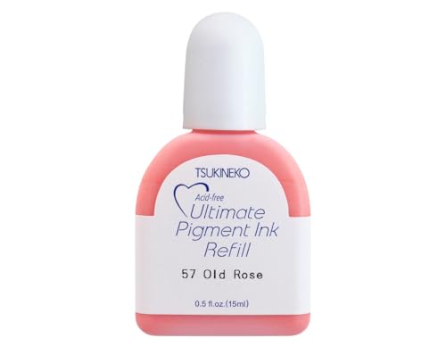 Tsukineko Ultimate Pigment Refill Nachfülltinte - 15 ml - Rosa, Old Rose - Zubehör Reinker für VersaColor Stempelkissen von Tsukineko