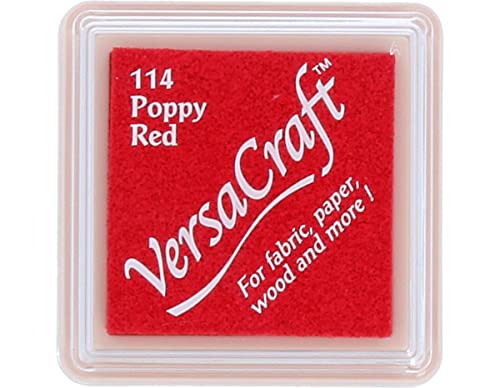 Tsukineko VersaCraft Stempelkissen - Rot, Poppy Red - Klein - Wasserbasis, Deckend, Beständig gegen Ausbleichen - Embossing von Tsukineko