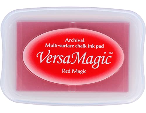 Tsukineko VersaMagic Stempelkissen-Rot, Red Magic-Groß-Wasserbasis-Lufttrocknend, Dekkend-Embossing-für Dünnes Papier, 9,9 x 6,8 x 1,9 cm von Tsukineko
