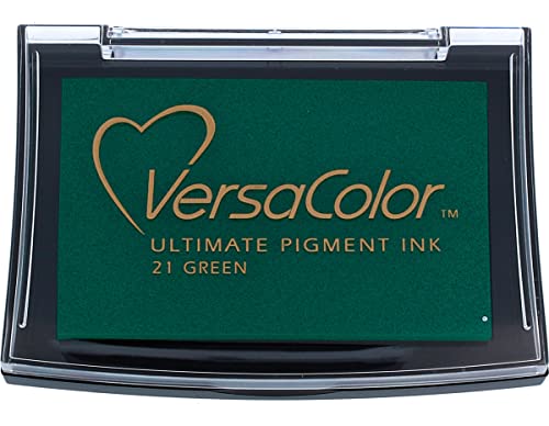 Tsukineko VersaColor Stempelkissen-Grün, Green-Groß-Deckend, Wasserbasis-Wasserfest-Embossing, 9,9 x 6,8 x 1,9 cm von Tsukineko