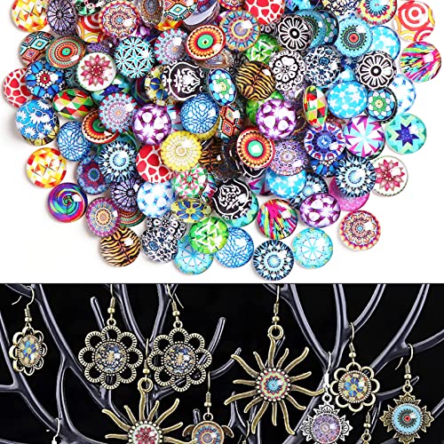 TsunNee 200PCS dekorative Glas-Cabochons Granulate, dekorative Flatback-Taste, bunte Perlen, halbrunde Vasen-Nuggets, bedruckte Mosaikfliesen, DIY-Edelsteine für das Hausgarten-Hochzeitsaquarium von TsunNee