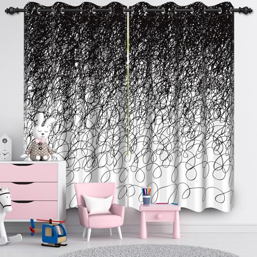 Ttincceer 117x138cm Floral Vorhang für Schlafzimmer Licht Elegant Abstrakt Blumen Zimmer Verdunkelung Fenster Vorhänge Aquarell Blume Blätter Öse Tülle Fenster Behandlung Sets, 2 Panels von Ttincceer