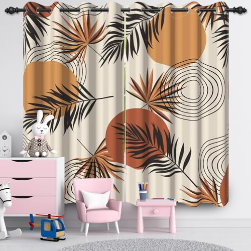 Ttincceer 117x229cm Boho Blume Verdunklung Fenstervorhang für Schlafzimmer Mid Century Abstract Floral Zimmer Verdunkelung Fenster Vorhänge Heat Blocking Fenster Behandlung 2 Panels von Ttincceer