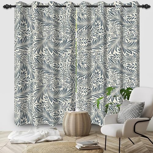 Ttincceer 140x145cm Grau Blume Verdunklung Vorhang für Schlafzimmer Marokko Blumenmuster Raum Verdunklung Fenstervorhänge Retro Designs Moderne Wärmeisolierte Fenstervorhänge 2 Panels von Ttincceer