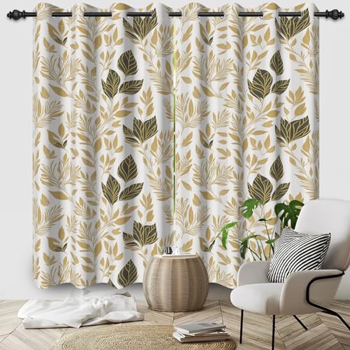 Ttincceer 145x225cm Boho Abstrakt Verdunklung Fenstervorhang Mid Century Tropical Leaves Zimmer Verdunkelung Vorhang Braun Grau Aquarell Pflanzen Fenster Vorhänge Heat Blocking 2 Panels von Ttincceer