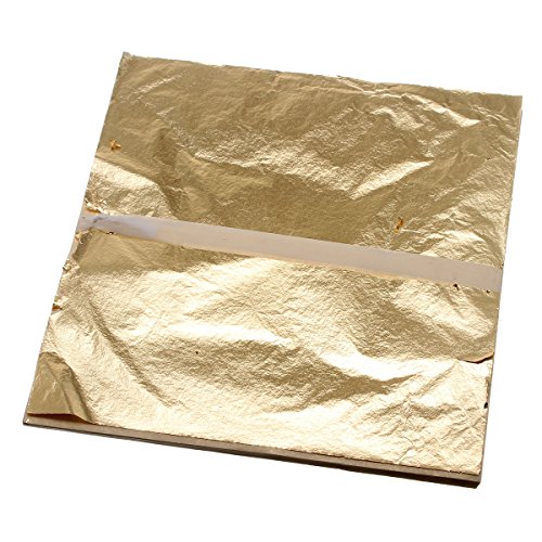 TuToy 100Pcs Imitation Gold Foil Sheets Copper Leaf Sheets Transfer Leaf Sheets Gold Leaf Booklet 16Cm×16C von TuToy