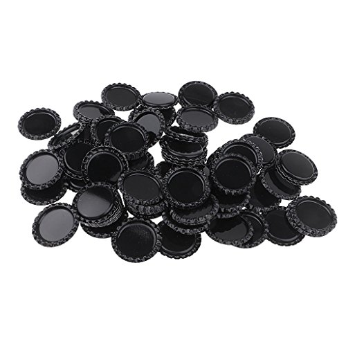 Tubayia 100 Stück Metall Abgeflachte Kronkorken Bottle Caps für DIY Handwerk Scrapbooking (Schwarz) von Tubayia