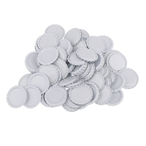 Tubayia 100 Stück Metall Abgeflachte Kronkorken Bottle Caps für DIY Handwerk Scrapbooking (Weiß) von Tubayia