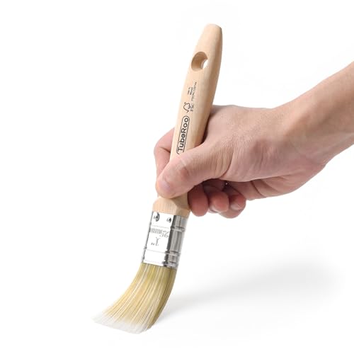 TubeRoo Lackierpinsel 25 mm Kleiner Pinsel - Premium Lackpinsel für Lacke, Holz-Öl & Wand-Farbe - Lasurpinsel für Holz-Lasur - Profi Malerpinsel - Flachpinsel, Farbpinsel mit feiner Spitze von TubeRoo