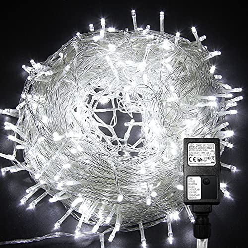 Tubiaz LED Lichterkette Außen, 100m 500LEDs mit 8 Leuchtmode, Speicherfunktion, IP44 lichterketten Deko Beleuchtung Weihnachtsbeleuchtung für Weihnachten Halloween Hochzeit,Kaltes Weiß von Tubiaz