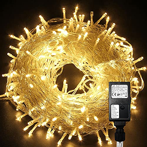 Tubiaz LED Lichterkette Außen, 100m 500LEDs mit 8 Leuchtmode, Speicherfunktion, IP44 lichterketten Deko Beleuchtung Weihnachtsbeleuchtung für Weihnachten Halloween Hochzeit,Warmweiß von Tubiaz