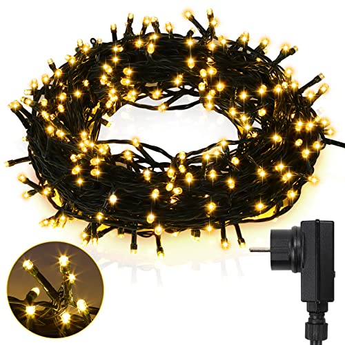 Tubiaz LED Lichterkette Außen, 10m 100LEDs mit 8 Leuchtmode, Speicherfunktion, IP44 lichterketten Deko Beleuchtung Weihnachtsbeleuchtung für Weihnachten Halloween Hochzeit,Warmweiß von Tubiaz