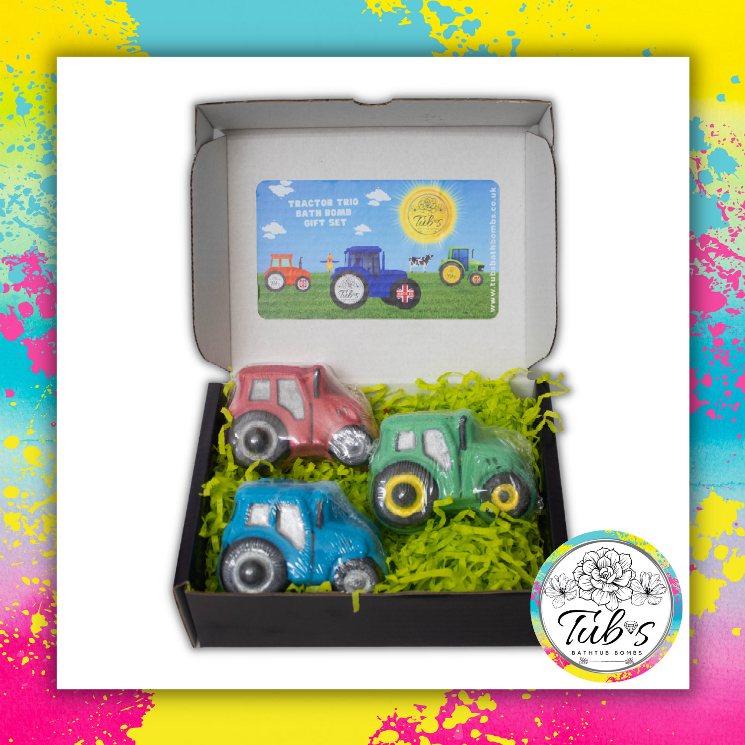 Traktor Badebombe Geschenk Bundle Set Geschenke Bauernhof Bauer Farming Grün Blau Rot Geburtstagsbadebombe John Deere Ford Idee von Tubsbathbombs